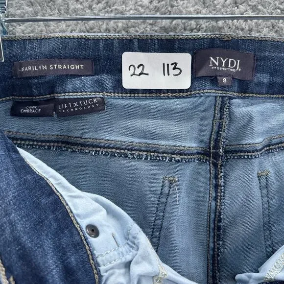 NYDJ Marilyn Straight Leg Jeans Womens 8 Blue Lift Tuck Technology Stretch Denim - Picture 12 of 12